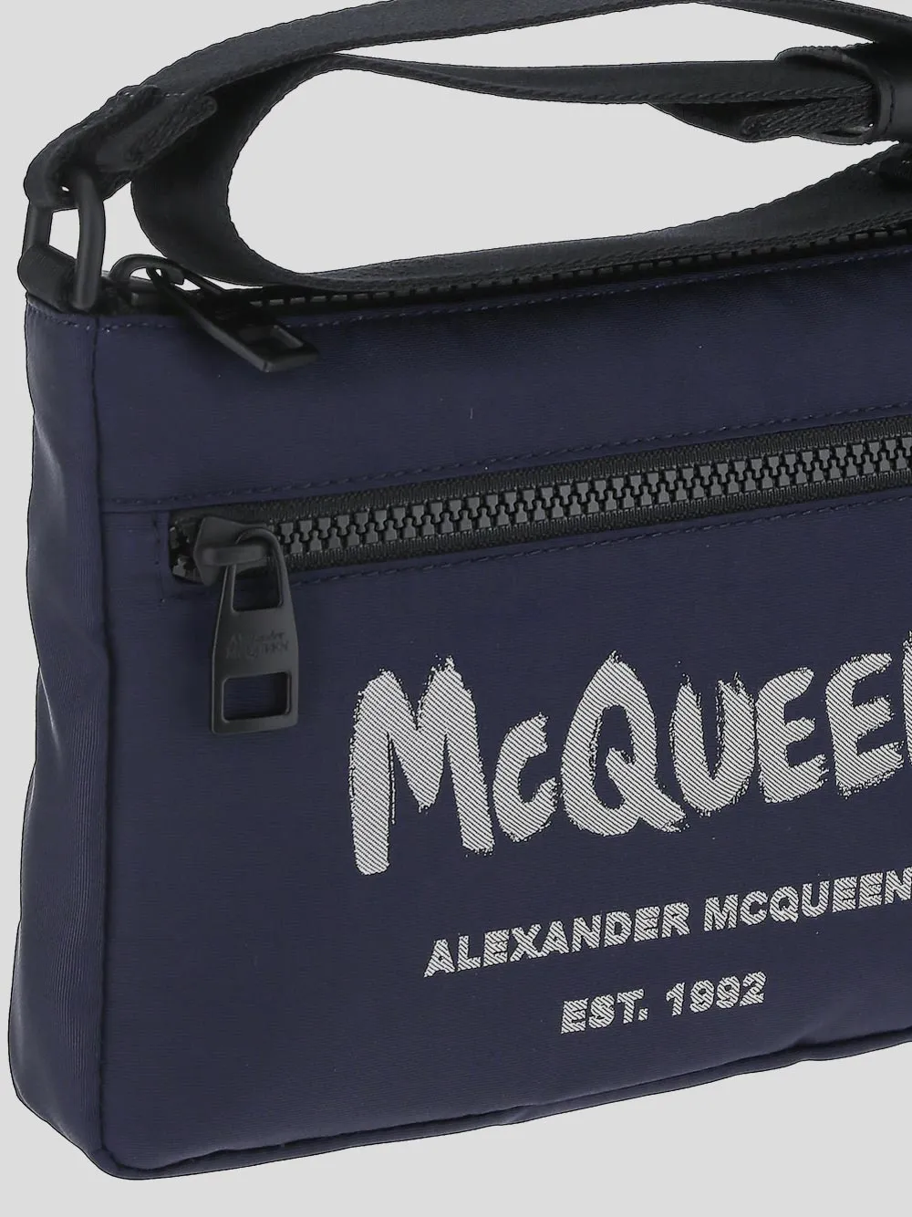 Alexander McQueen Logo Printed Zip-Up Messenger Bag