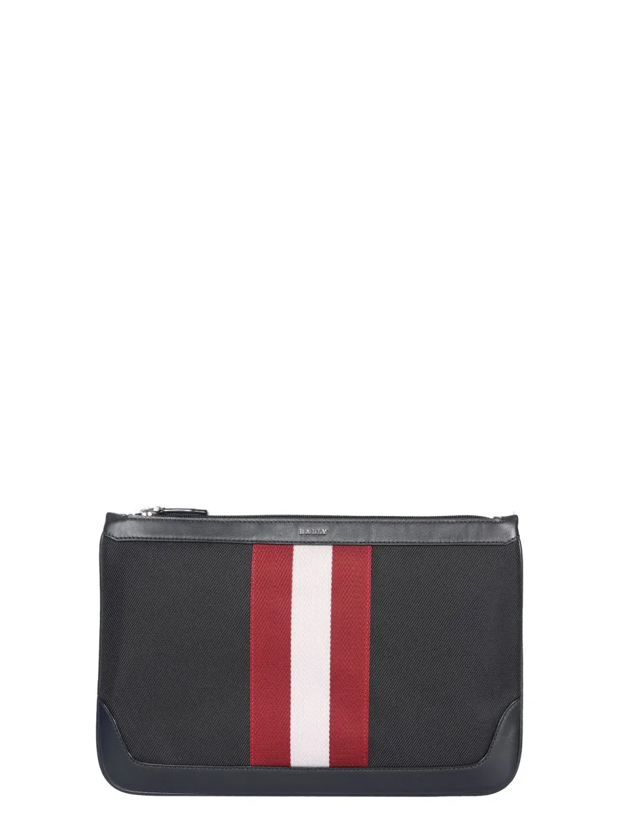 Bally Cayard Stripe Detailed Zipped Clutch Bag