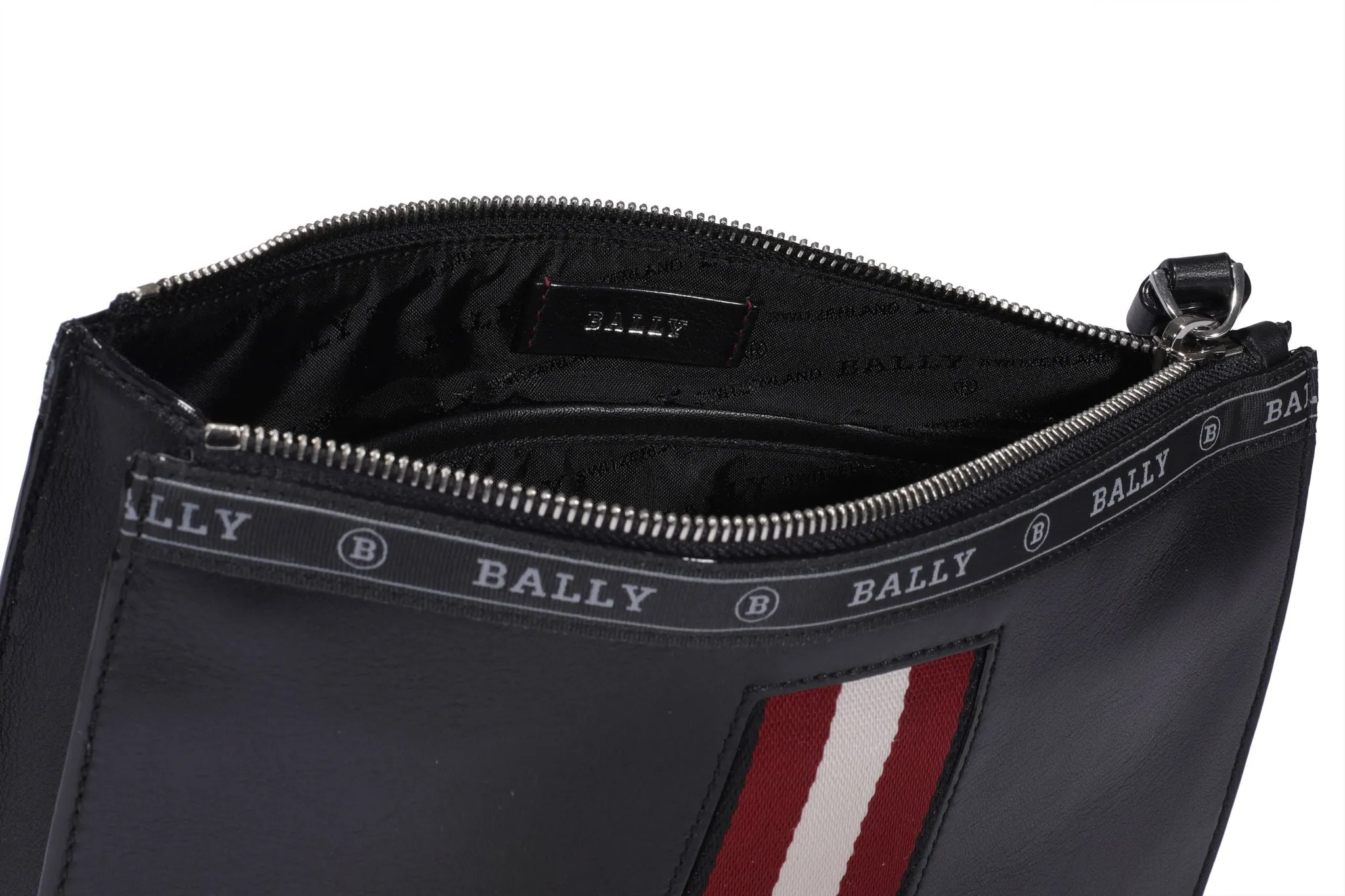 Bally Haig Logo Tape Trim Zipped Clutch Bag