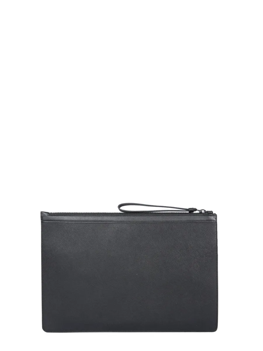 Bally Logo Detailed Zip-Up Clutch Bag