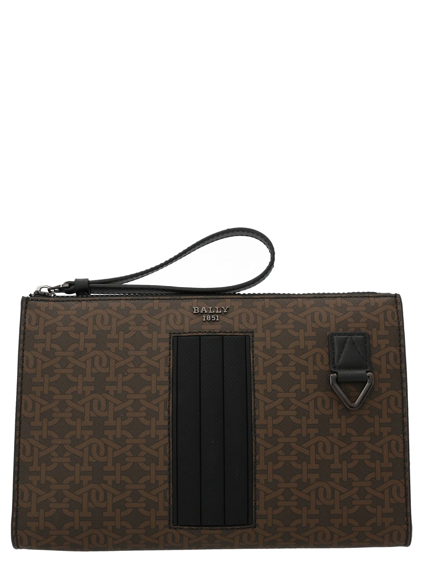 Bally Logo Monogram Zipped Clutch Bag