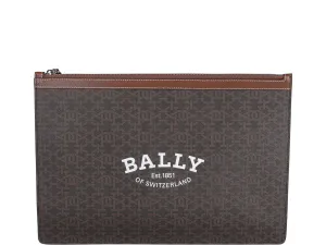 Bally Logo Monogram Zipped Clutch Bag