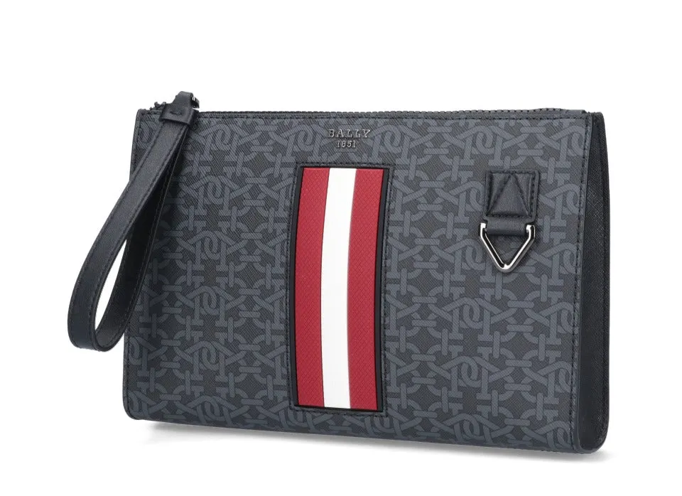 Bally Logo Monogram Zipped Clutch Bag