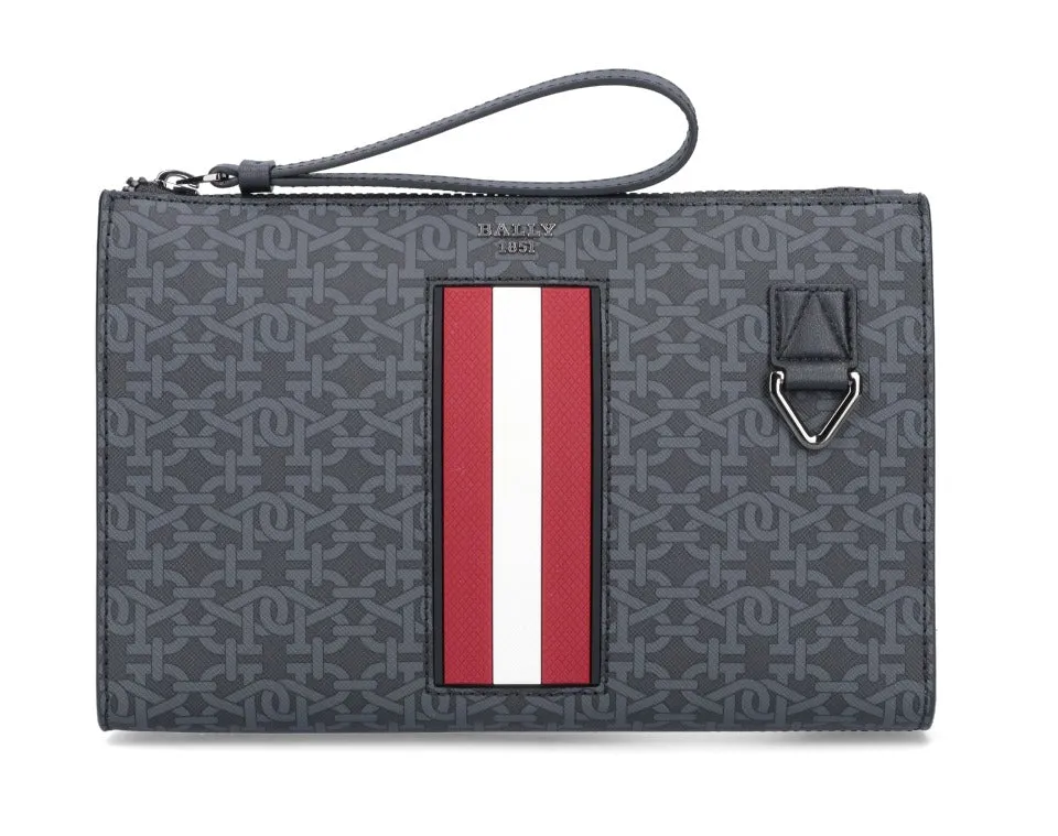 Bally Logo Monogram Zipped Clutch Bag