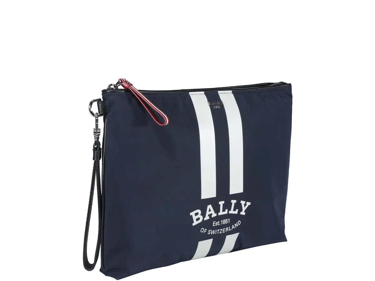 Bally Logo Printed Stripe Detailed Clutch Bag