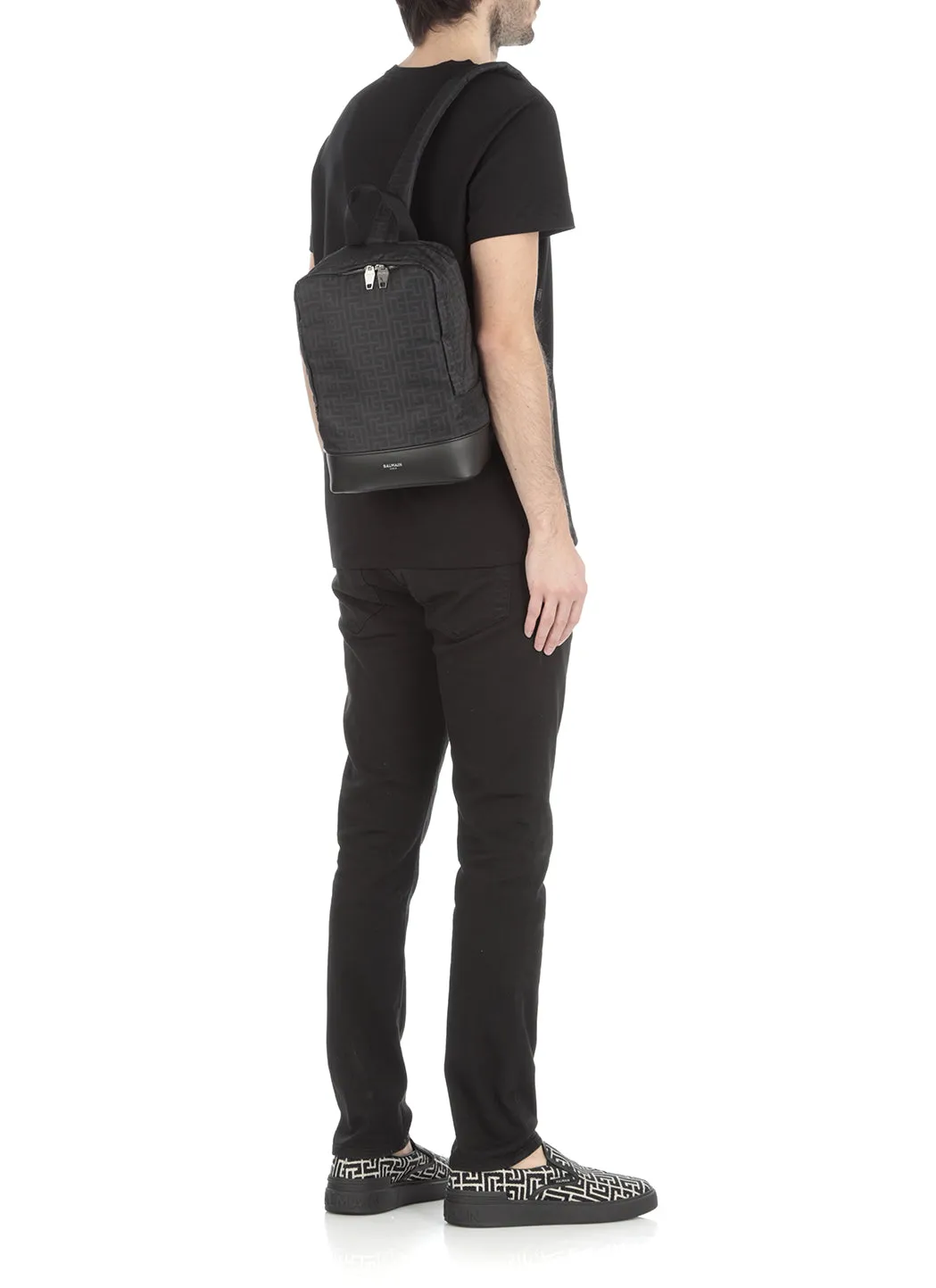 Balmain Monogram Logo Detailed Backpack