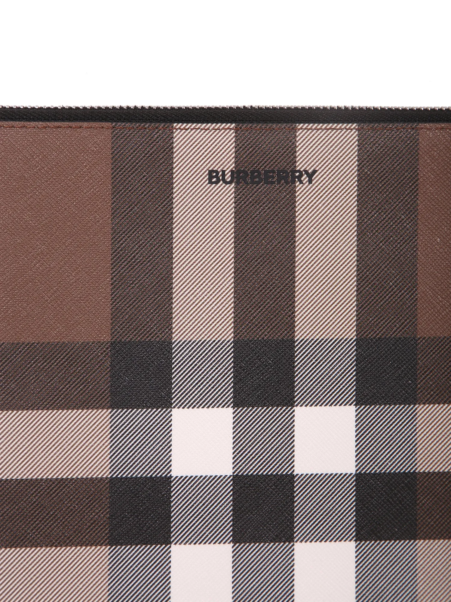 Burberry Logo Detailed Checked Large Clutch Bag