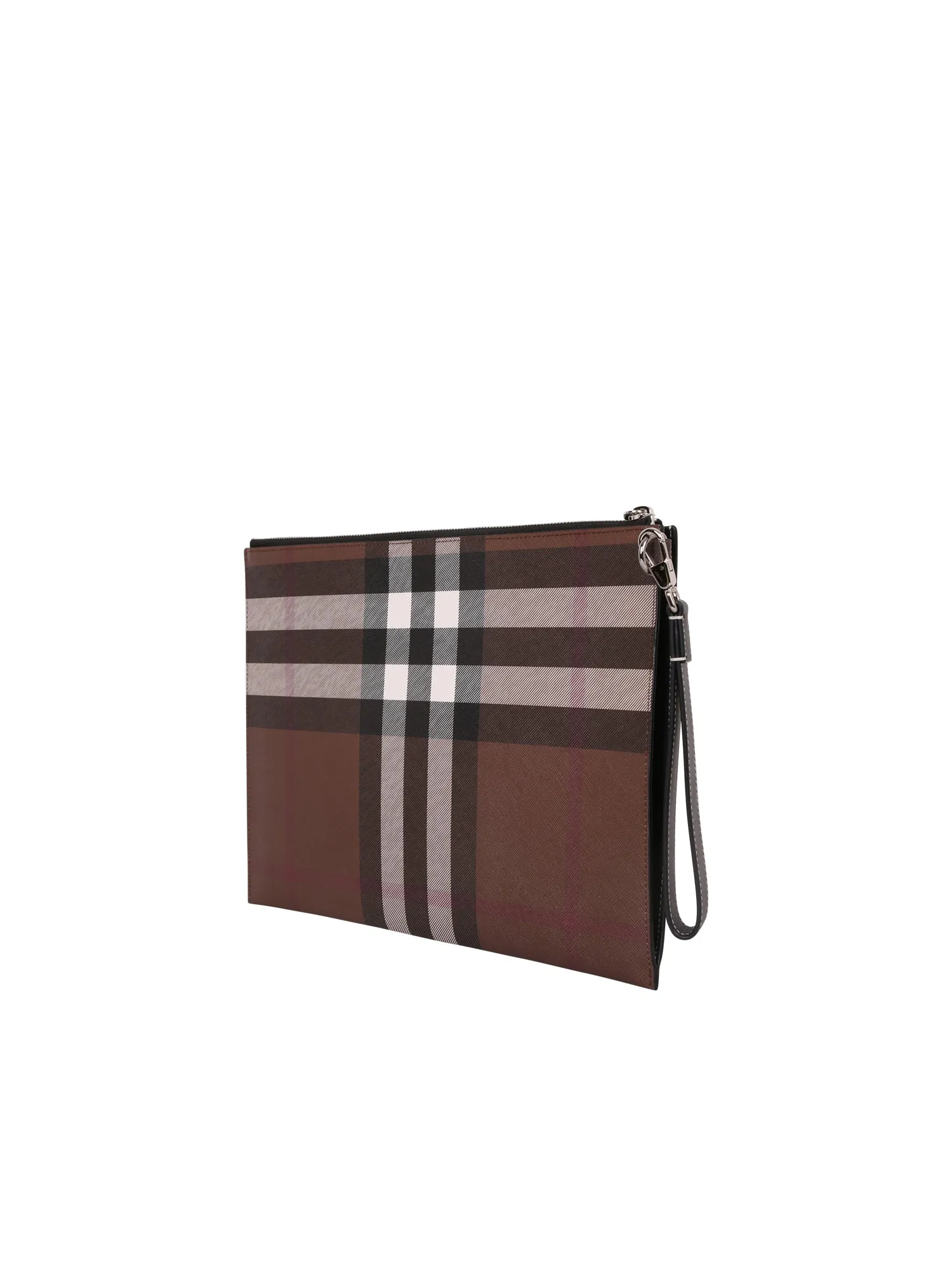 Burberry Logo Detailed Checked Large Clutch Bag