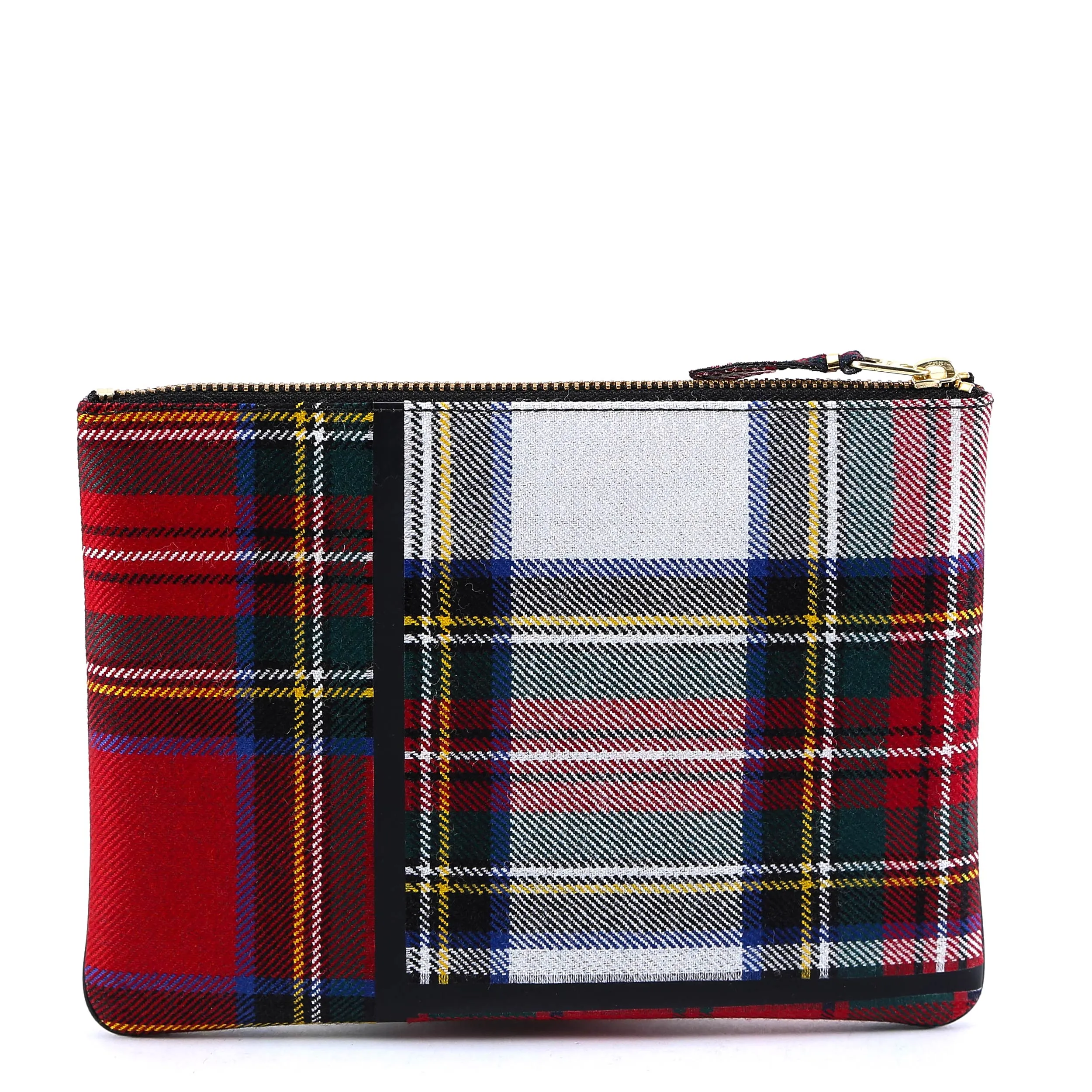 Comme des Garons Wallet Tartan Patchwork Clutch Bag