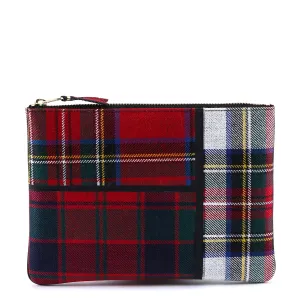 Comme des Garons Wallet Tartan Patchwork Clutch Bag