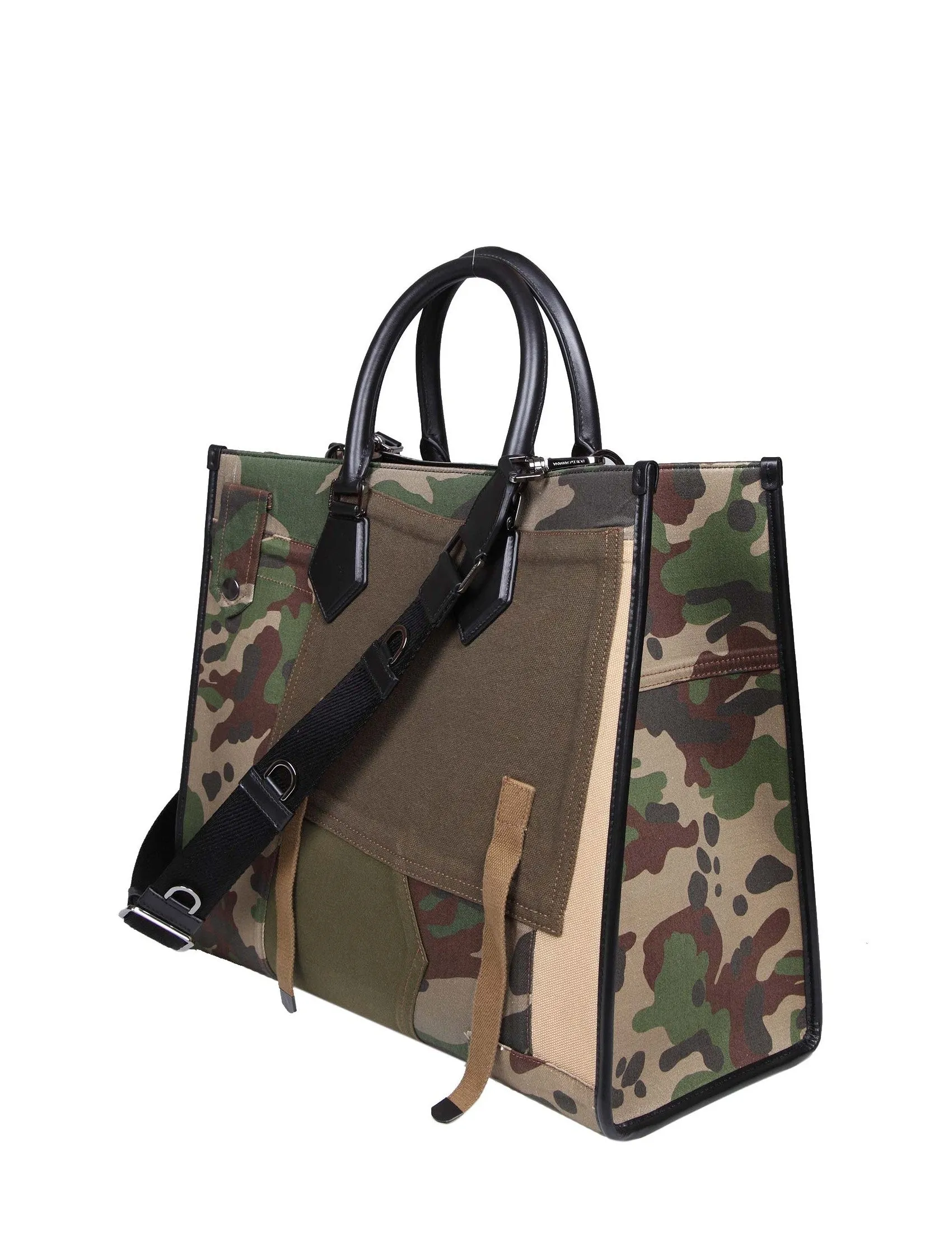 Dolce & Gabbana Camouflage Pattern Logo Embroidered Tote Bag