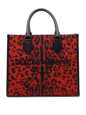 Dolce & Gabbana Logo Embroidered Animal-Print Medium Tote Bag