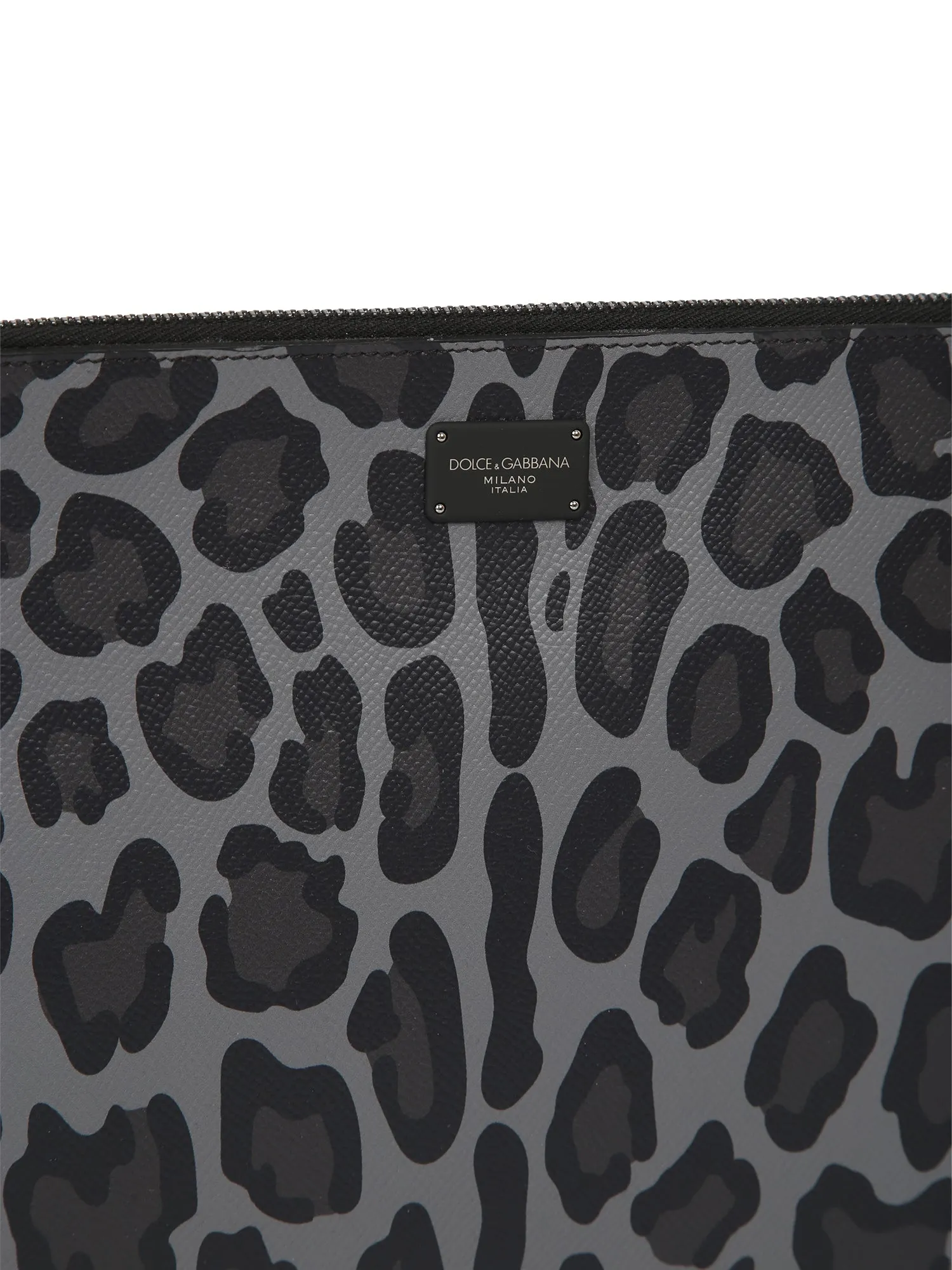 Dolce & Gabbana Logo Patch Animal Print Clutch Bag
