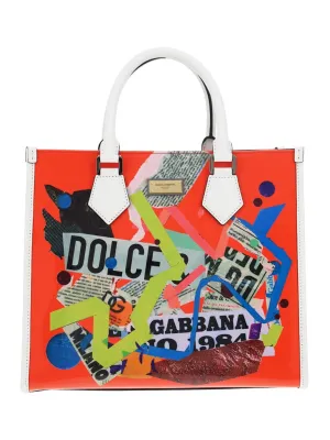 Dolce & Gabbana Logo Plaque Patchwork Tote Bag