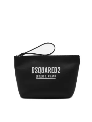 Dsquared2 Logo Printed Zip-Up Clutch Bag