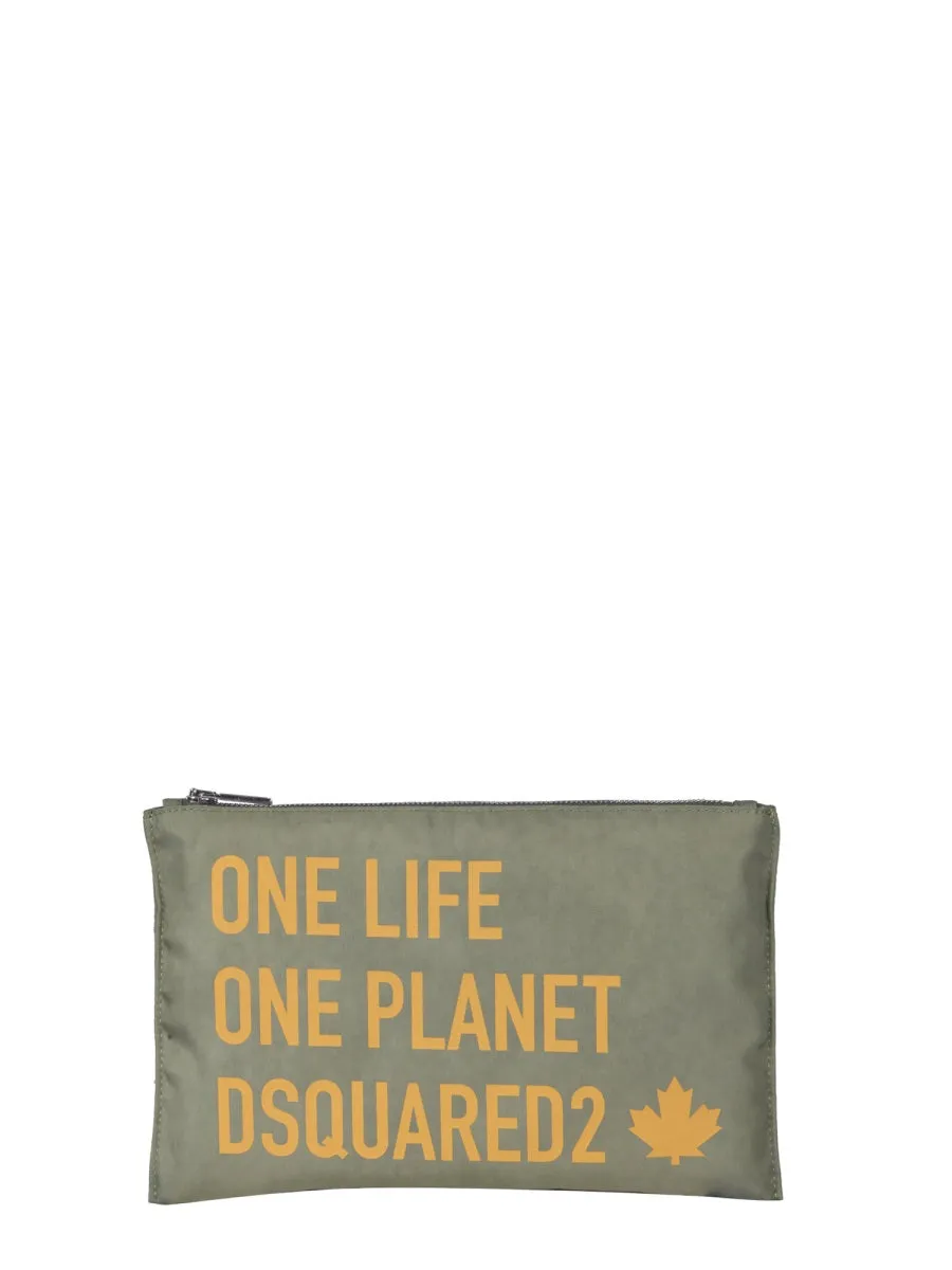 Dsquared2 Slogan Print Zipped Clutch Bag