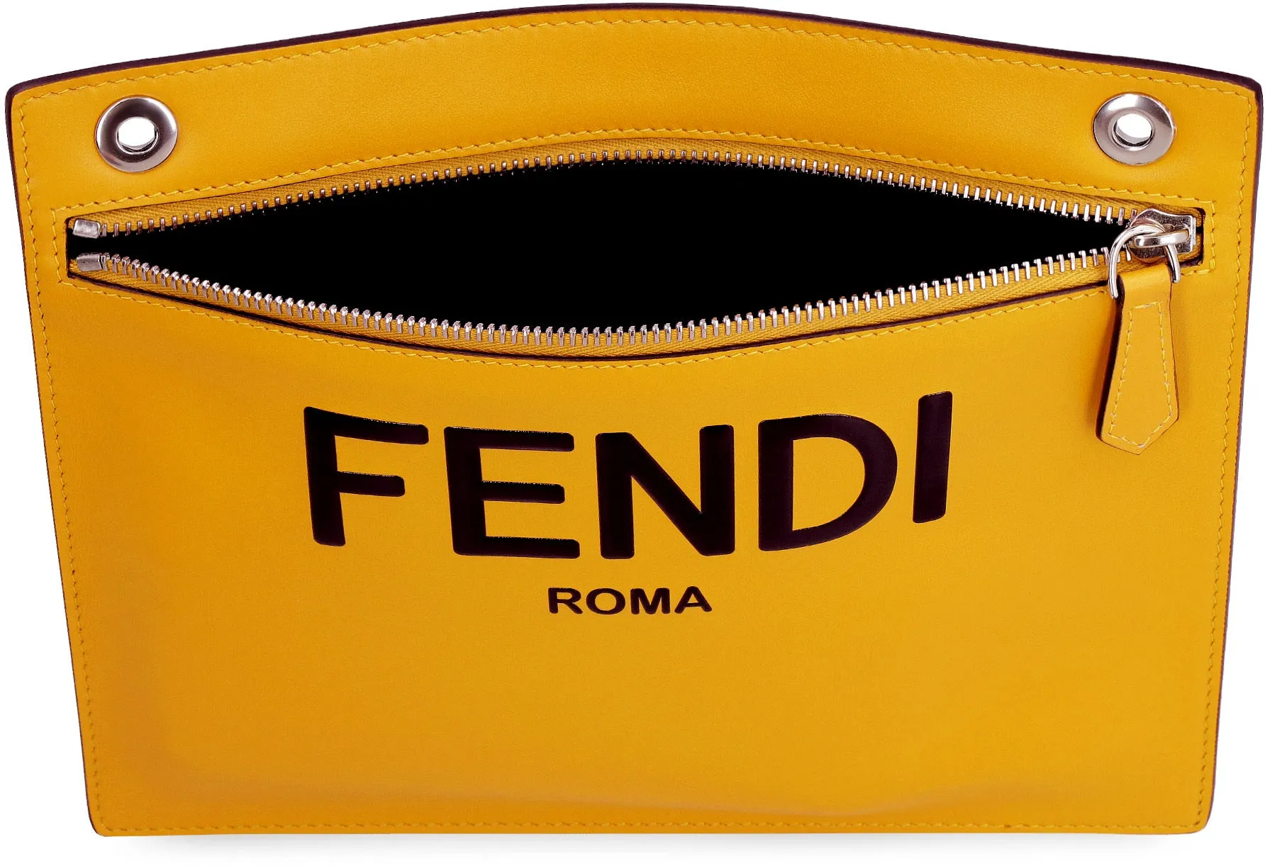 Fendi Logo Embossed Zipped Clutch Bag