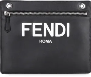 Fendi Logo Embossed Zipped Clutch Bag