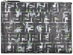 Fendi Monogram Print Zipped Clutch Bag