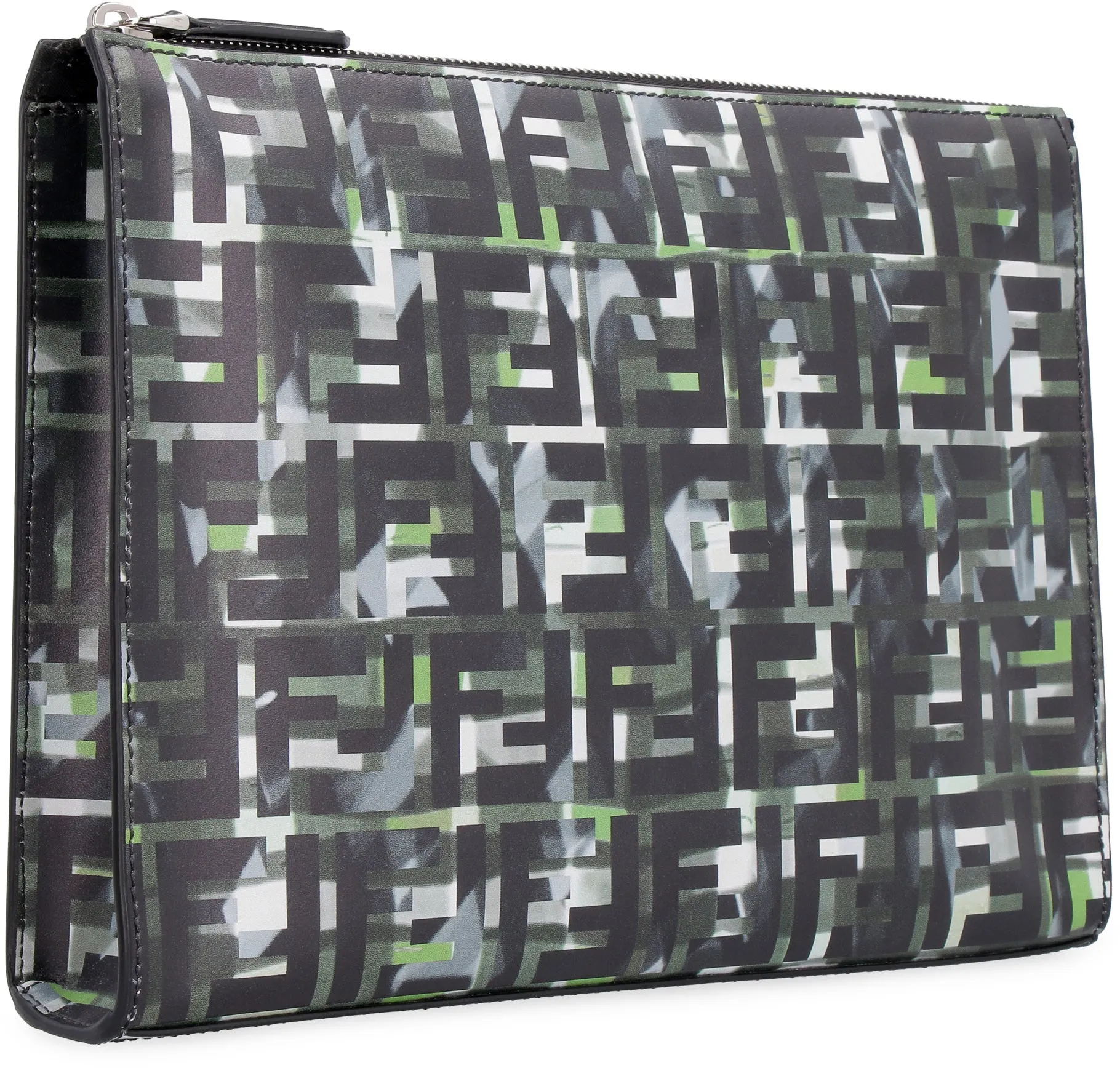 Fendi Monogram Print Zipped Clutch Bag