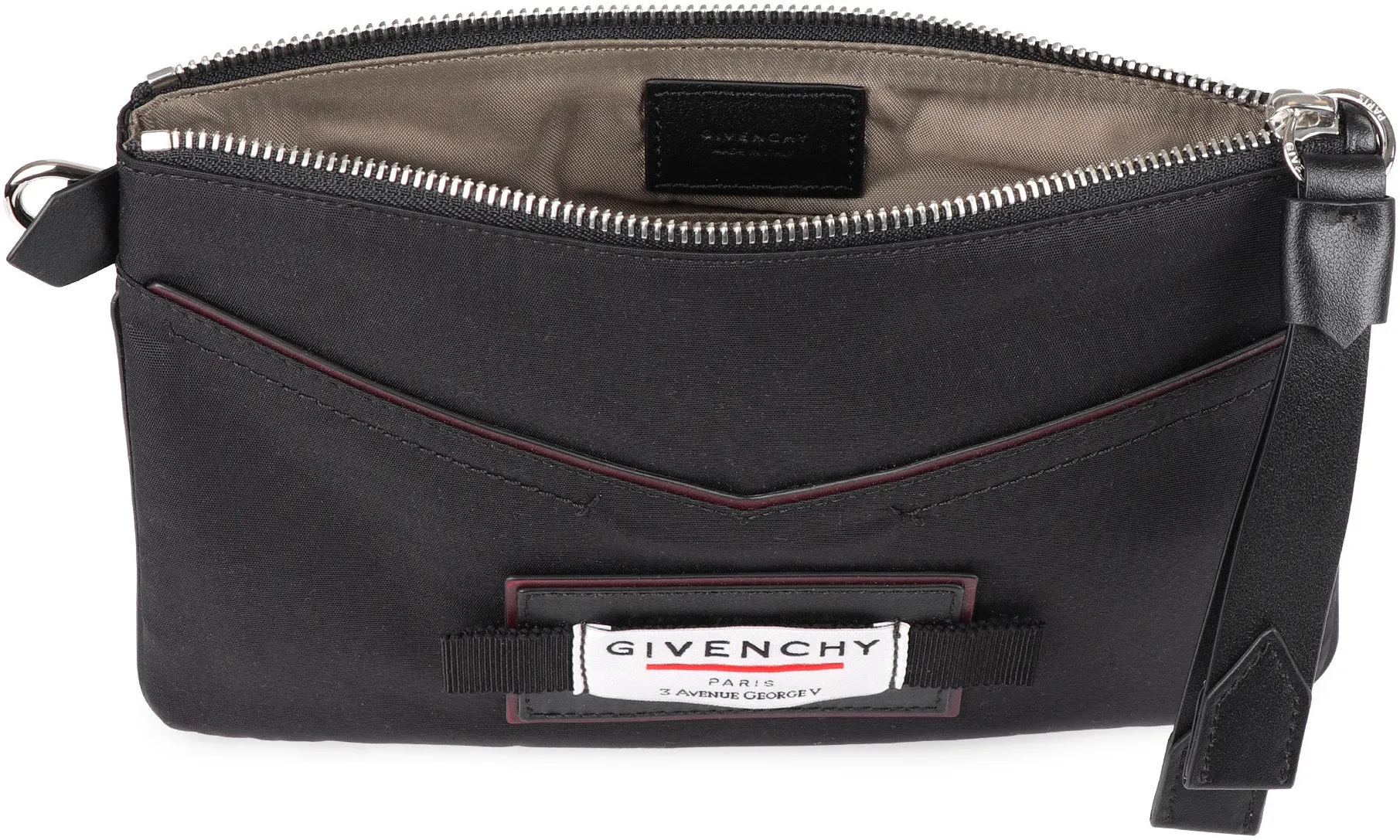 Givenchy Logo Patch Zip-Up Clutch Bag