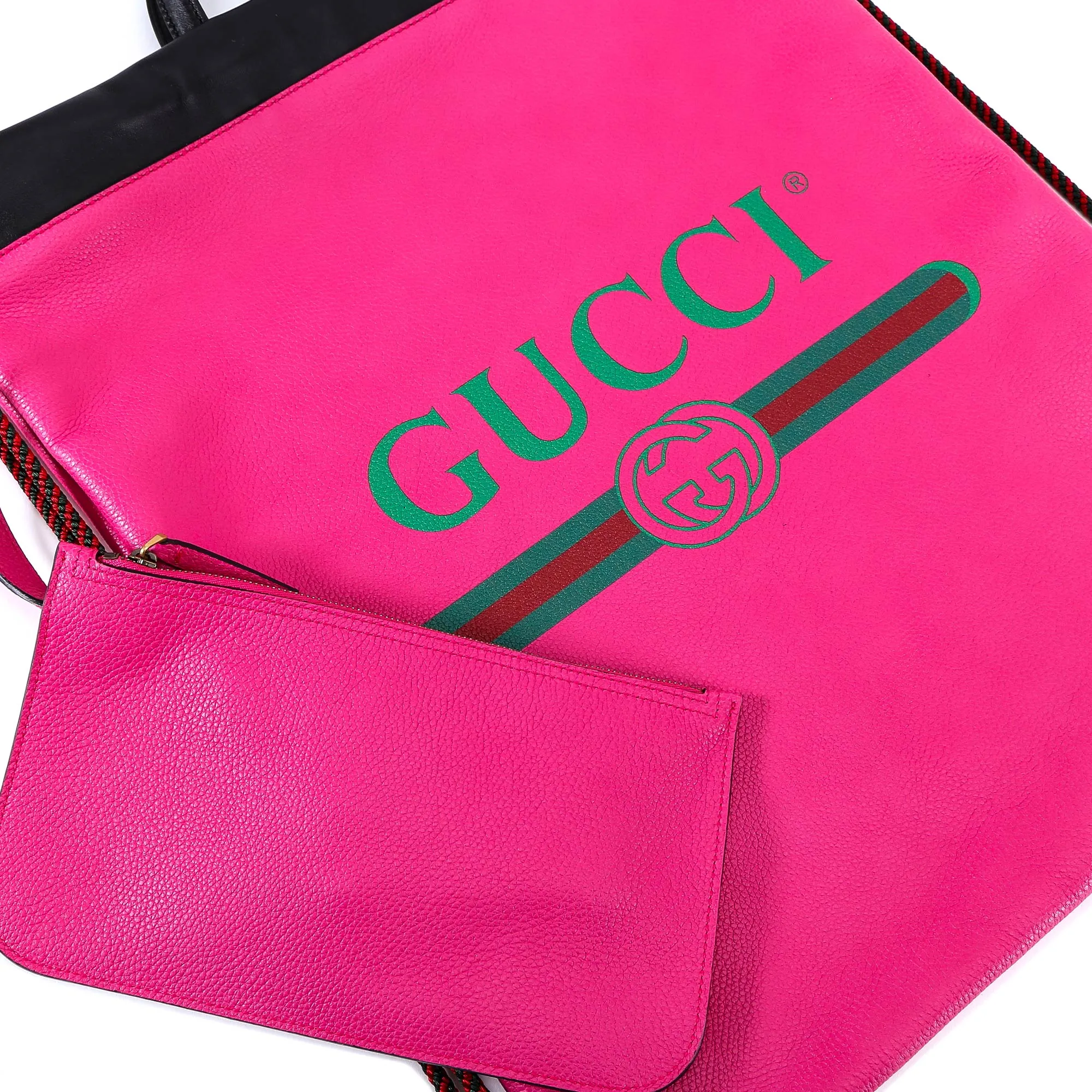 Gucci Logo Drawstring Leather Backpack