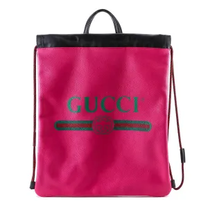 Gucci Logo Drawstring Leather Backpack