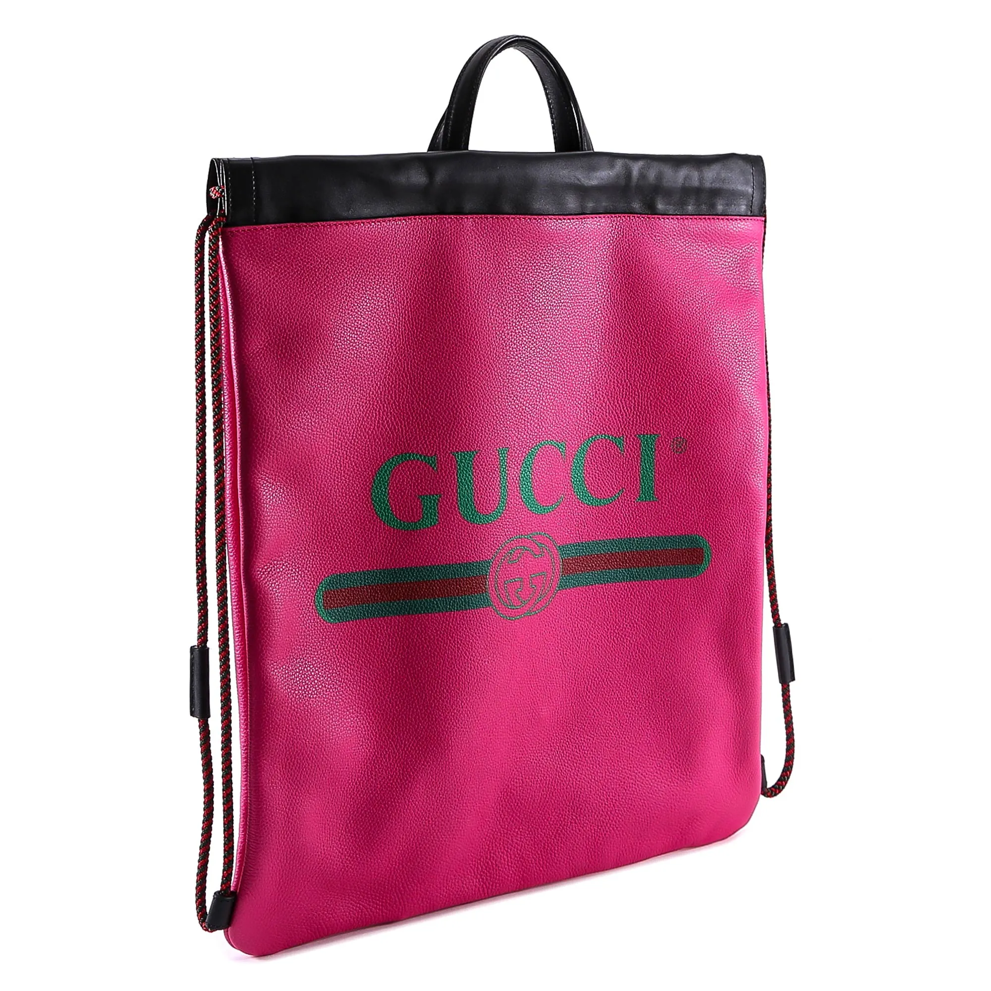 Gucci Logo Drawstring Leather Backpack