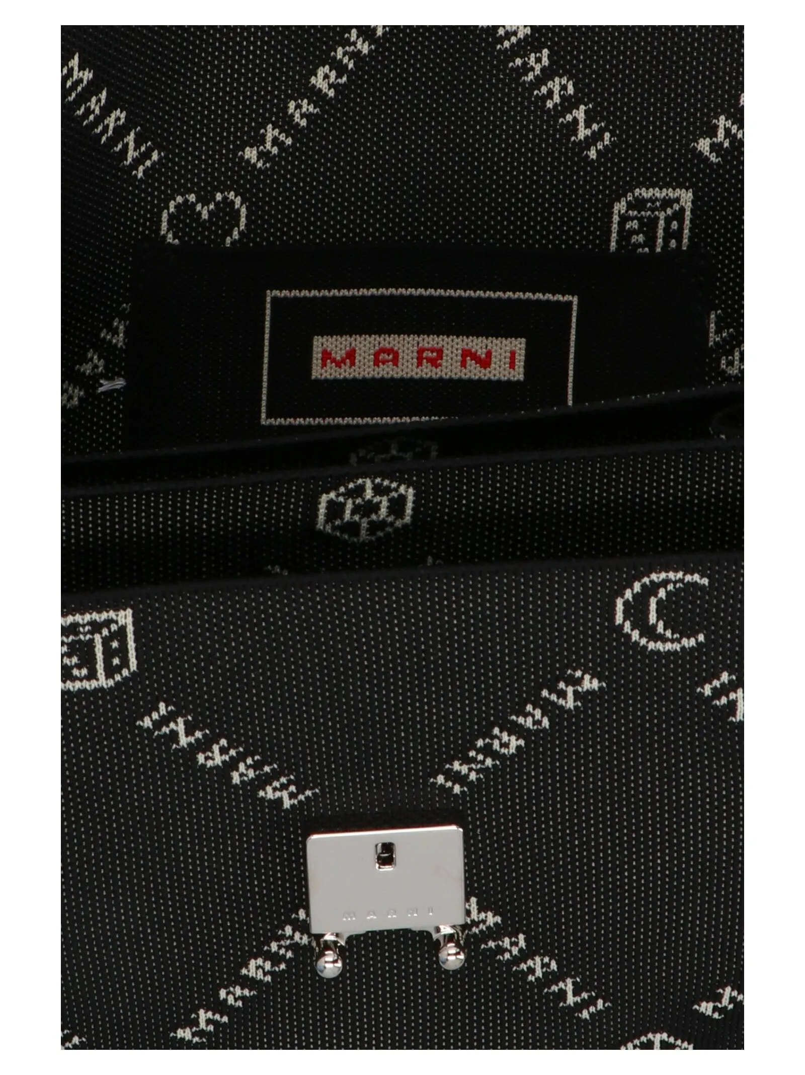 Marni Allover Logo Embroidered Foldover Shoulder Bag