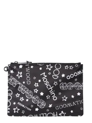 Moschino Allover Hollywood Printed Zipped Clutch Bag