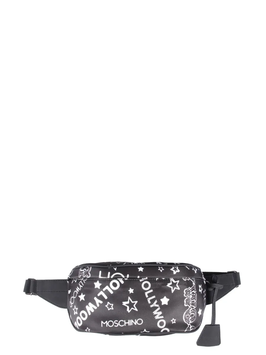 Moschino Hollywood Logo Printed Zipped Belt Bag