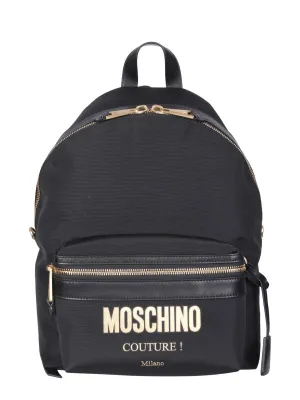 Moschino Logo Patch Zipped Backpack