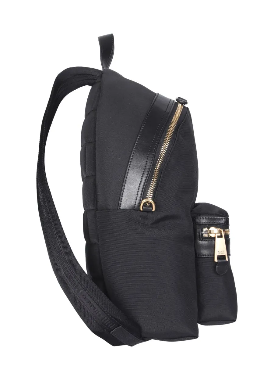 Moschino Logo Patch Zipped Backpack