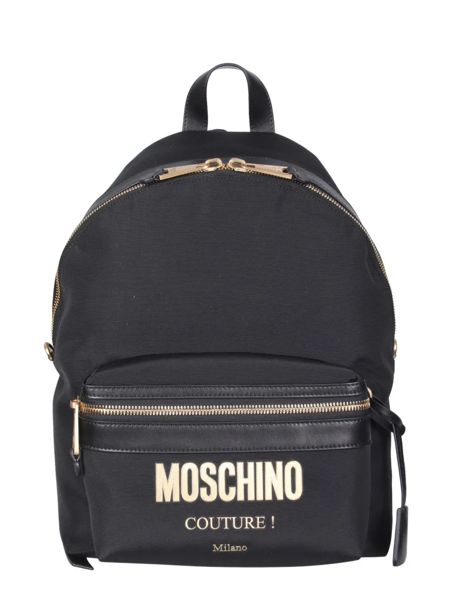 Moschino Logo Patch Zipped Backpack