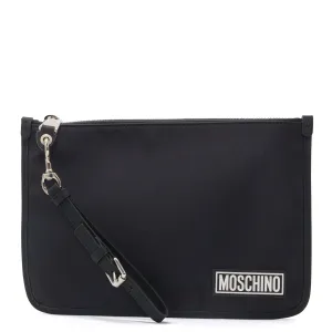 Moschino Logo Patch Zipped Clutch Bag