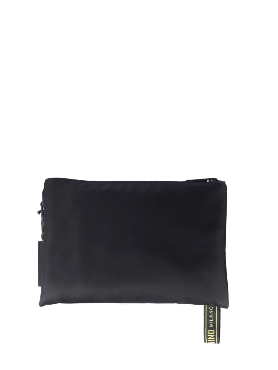 Moschino Logo Patch Zipped Clutch Bag