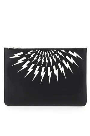 Neil Barrett Fair-Isle Thunderbolt Print Clutch Bag