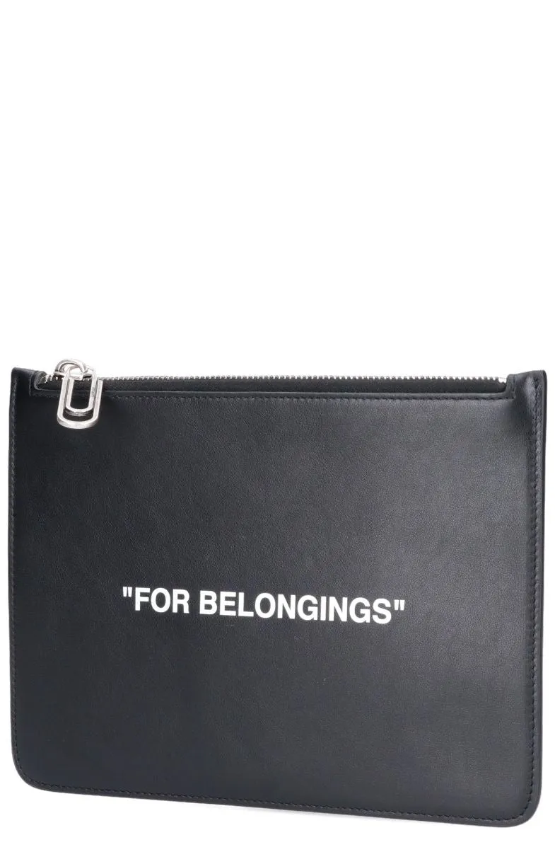Off-White Text Printed Clutch Bag