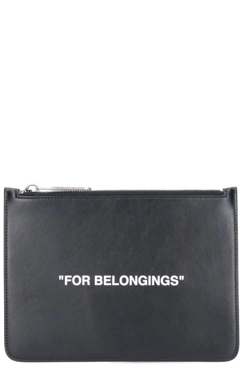 Off-White Text Printed Clutch Bag