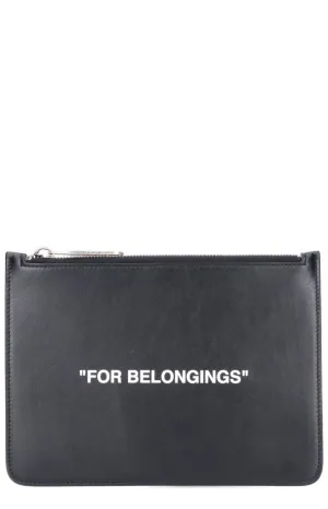 Off-White Text Printed Clutch Bag