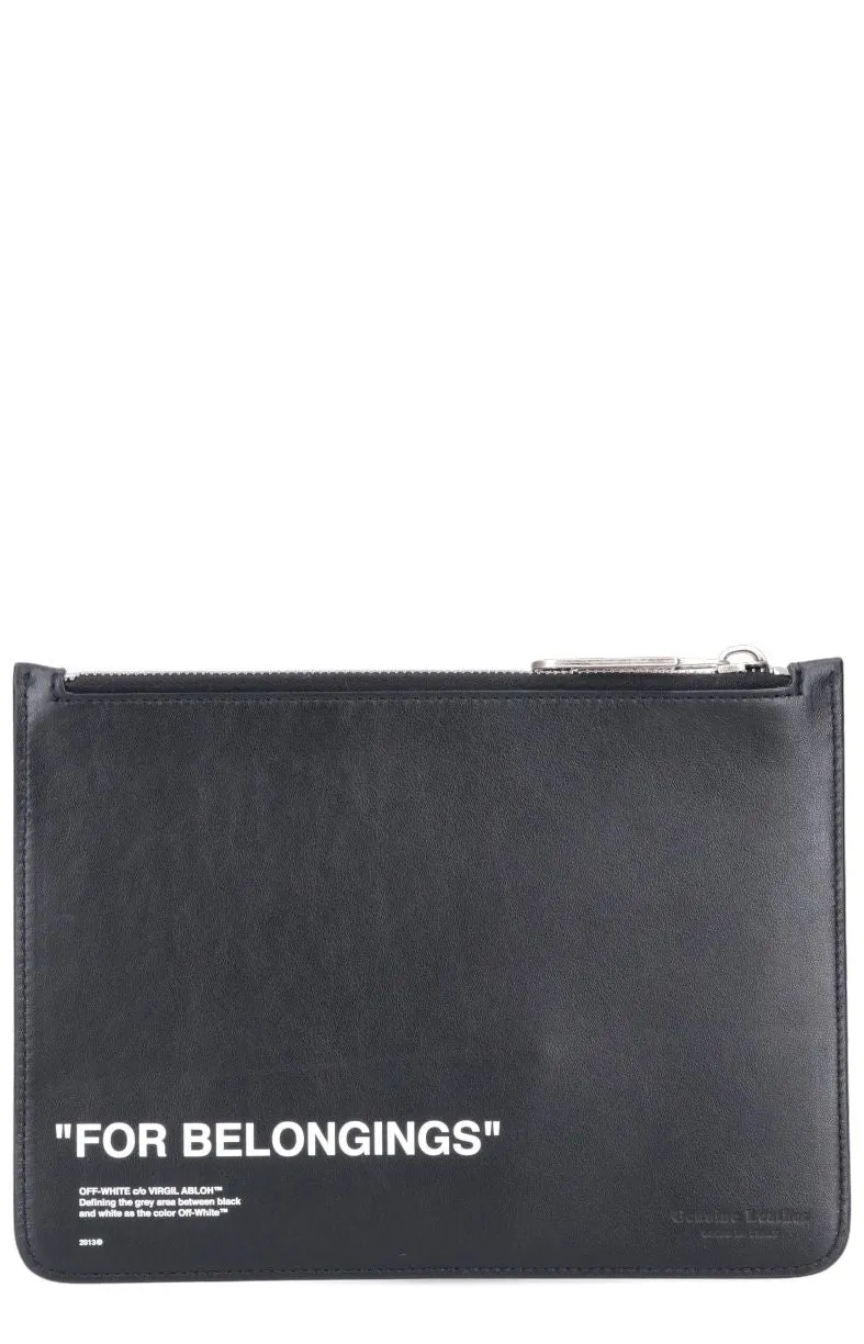 Off-White Text Printed Clutch Bag