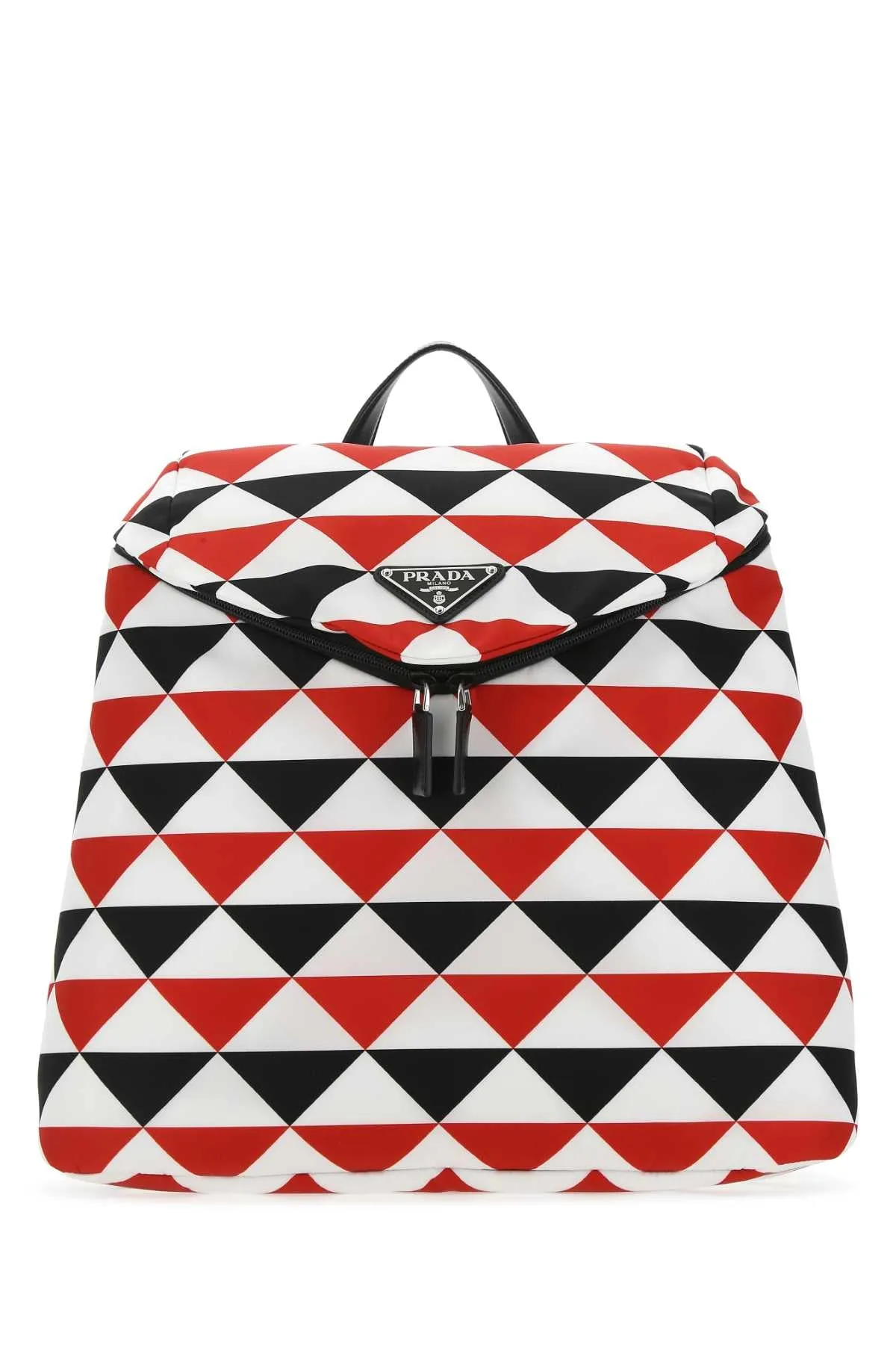 Prada Logo Patch Zip-Up Backpack