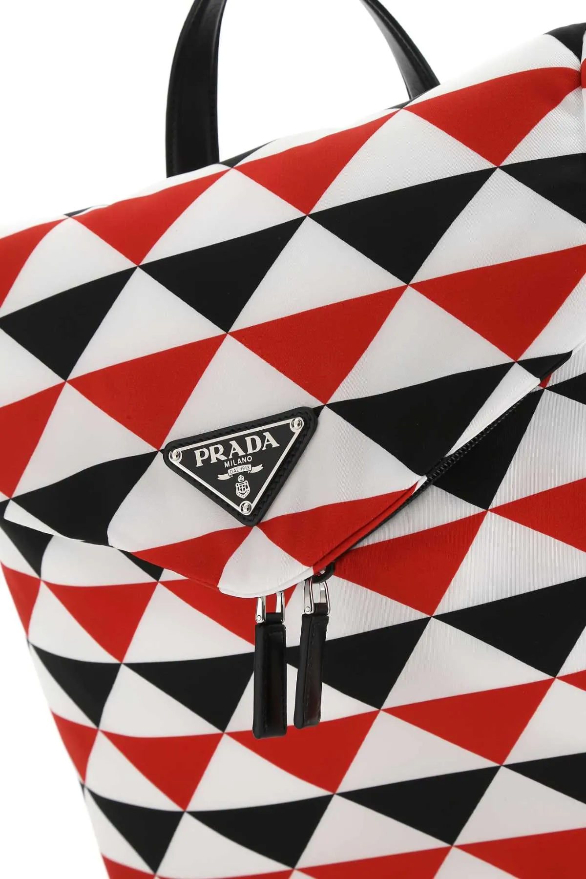Prada Logo Patch Zip-Up Backpack
