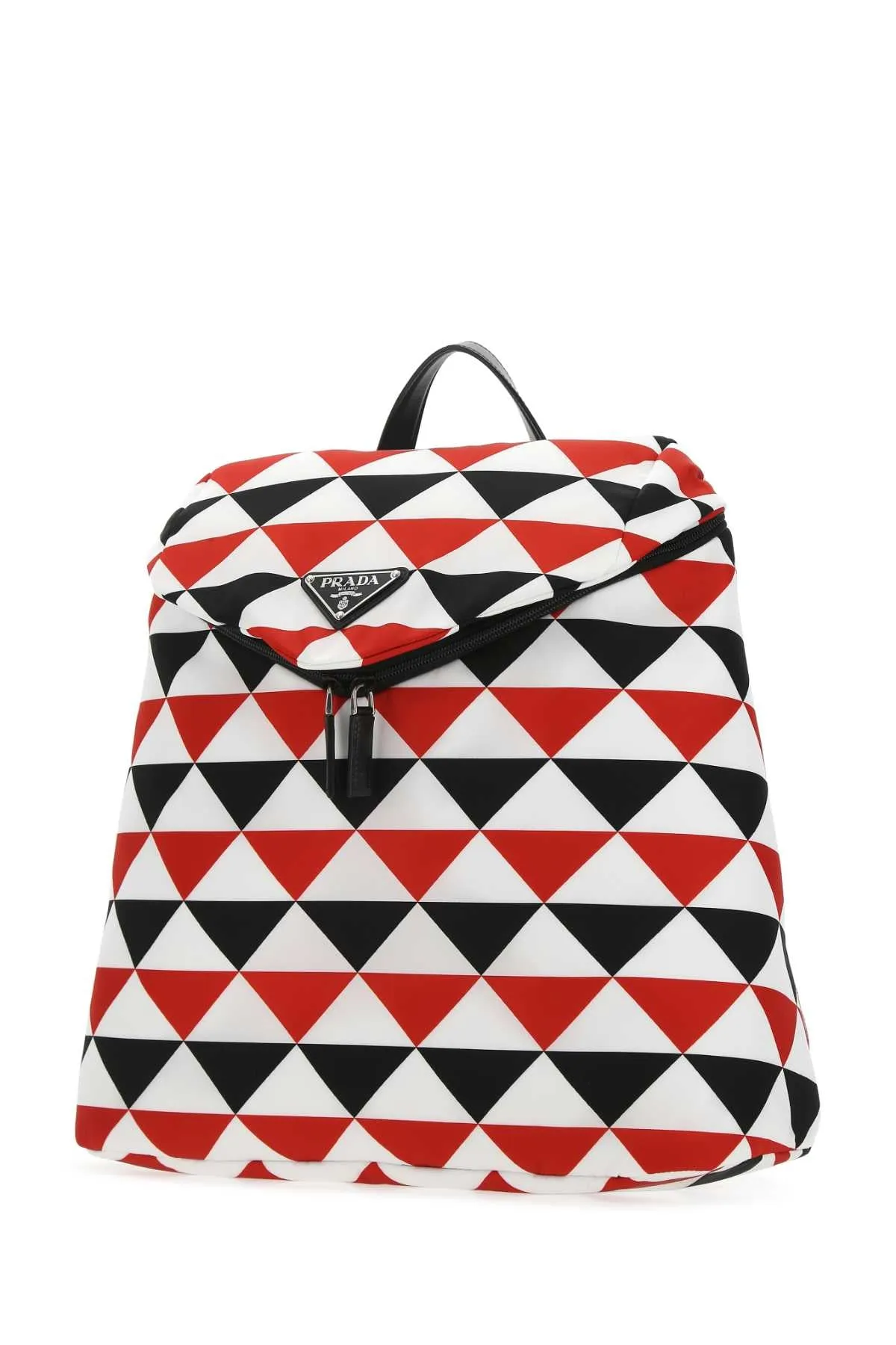 Prada Logo Patch Zip-Up Backpack