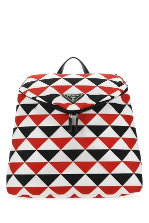 Prada Logo Patch Zip-Up Backpack