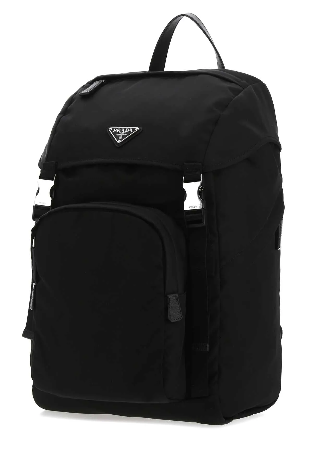 Prada Logo Plaque Buckled Backpack