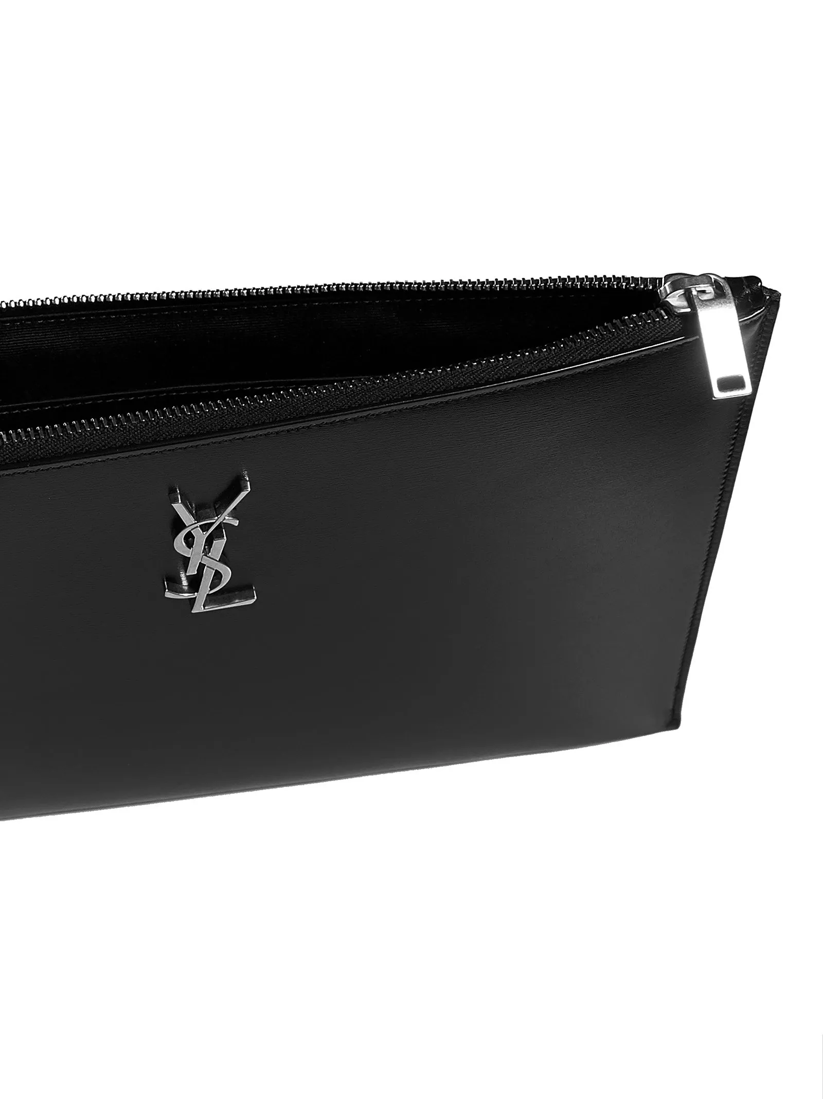 Saint Laurent Logo Plaque Zipped Clutch Bag