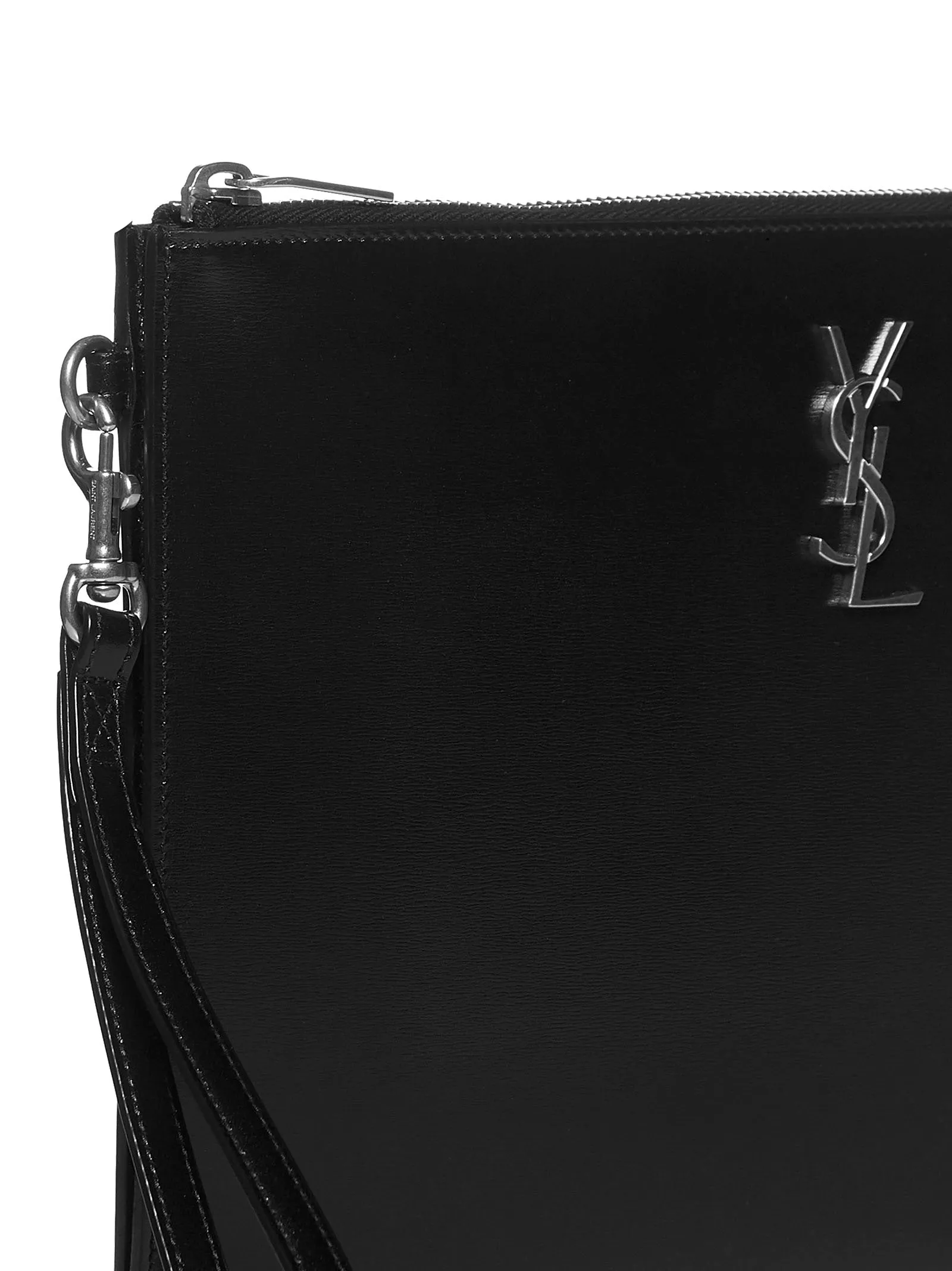 Saint Laurent Logo Plaque Zipped Clutch Bag