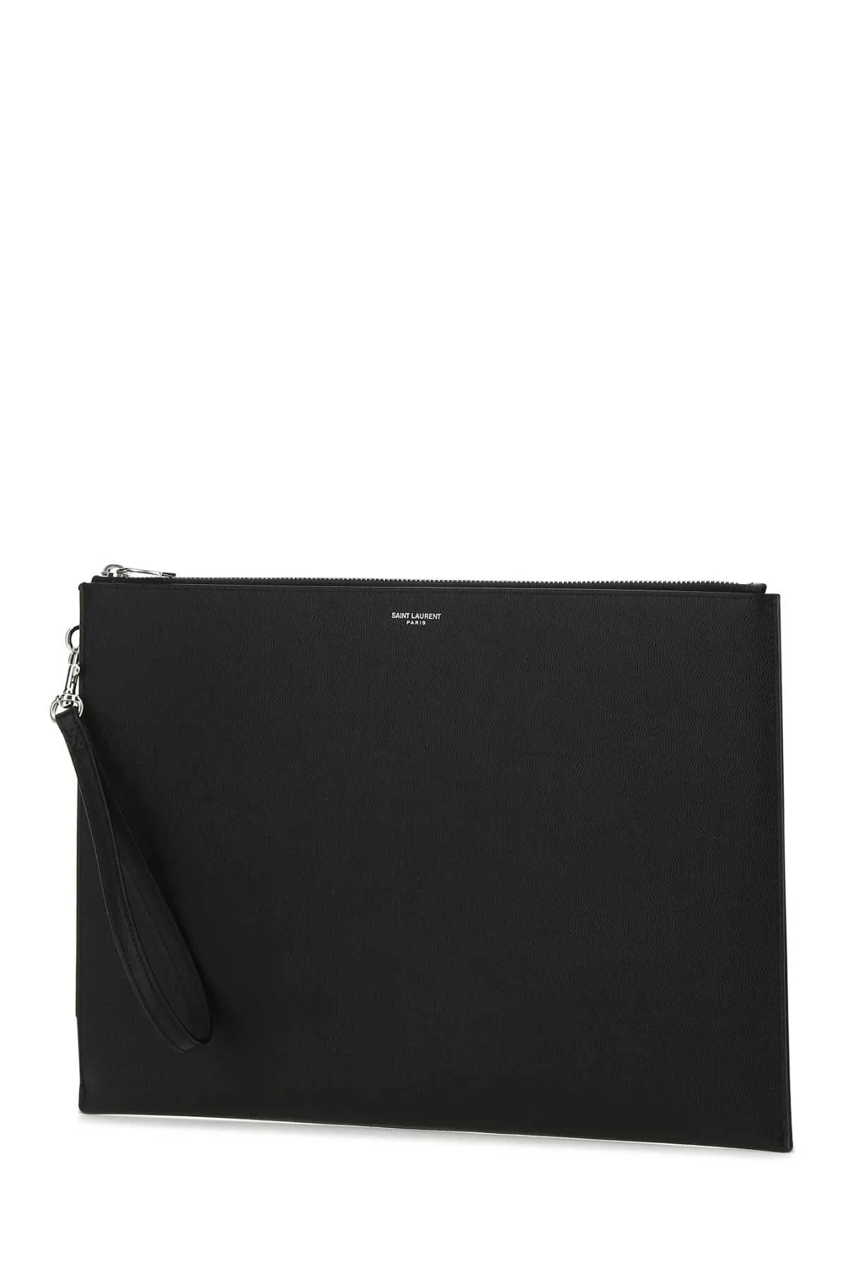 Saint Laurent Logo Printed Zipped Clutch Bag