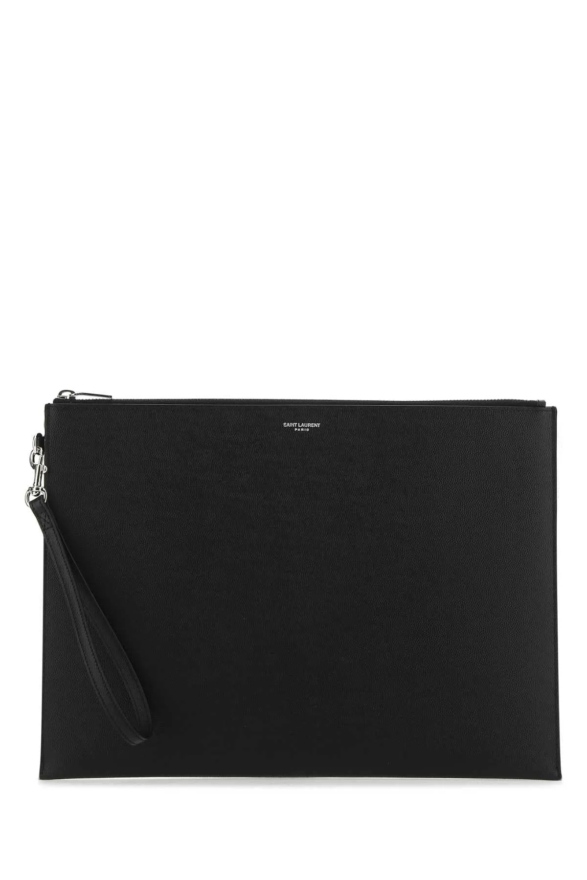Saint Laurent Logo Printed Zipped Clutch Bag